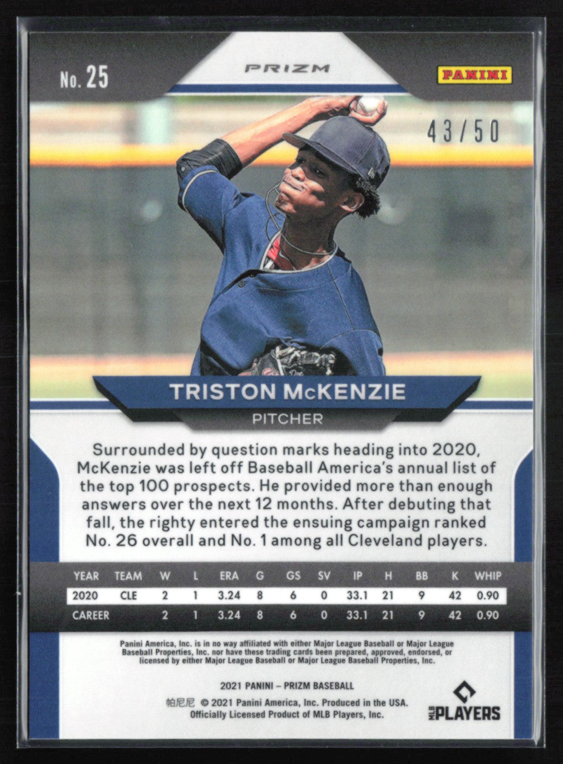 Triston McKenzie RC Snake Skin /50 2021 Prizm