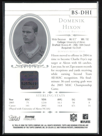Domenik Hixon RC Auto 2006 Bowman Sterling
