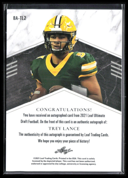 Trey Lance RC Auto /35 Blue Ultimate Leaf Draft
