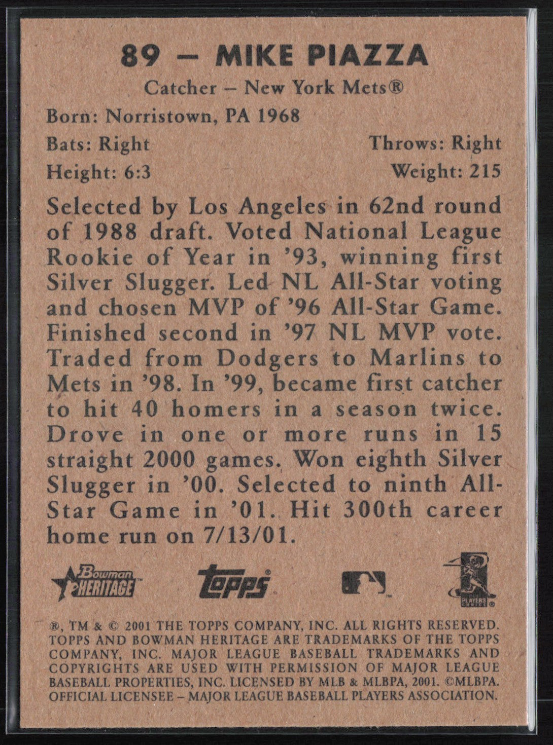 Mike Piazza 2001 Bowman Heritage