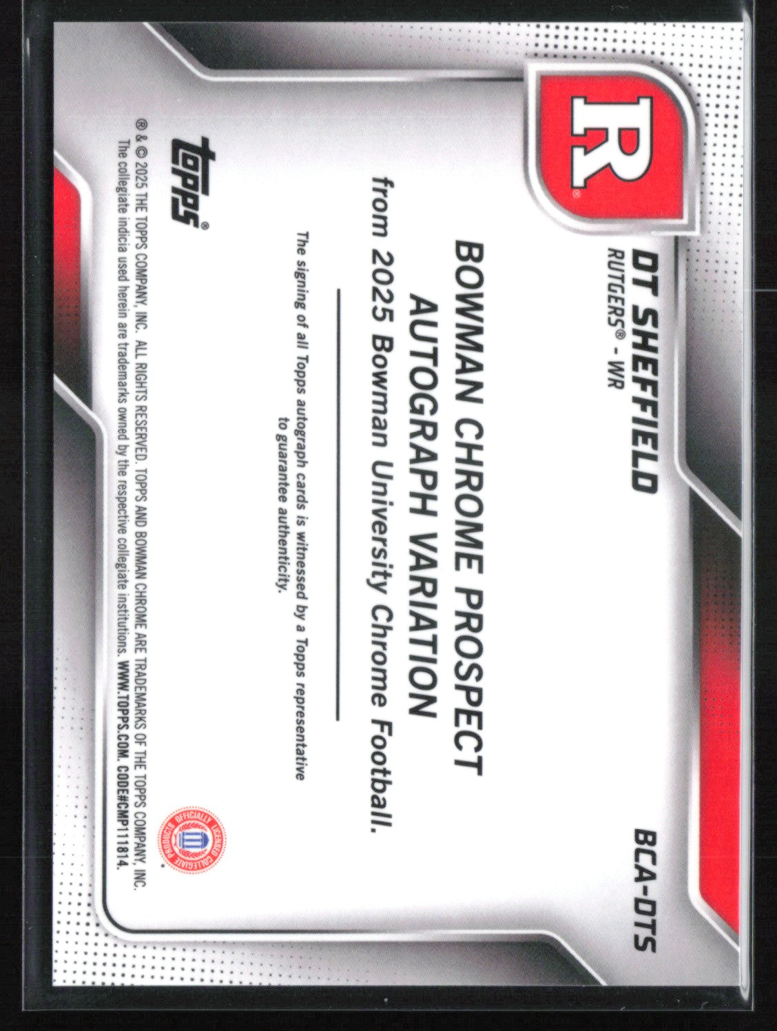 DT Sheffield 1st Bowman Auto 2025 Bowman U Chrome