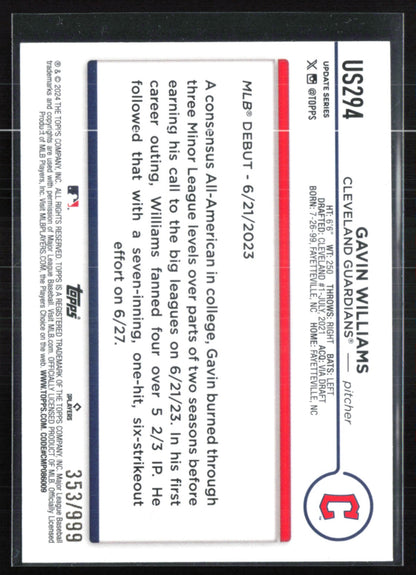 Gavin Williams RB Blue /999