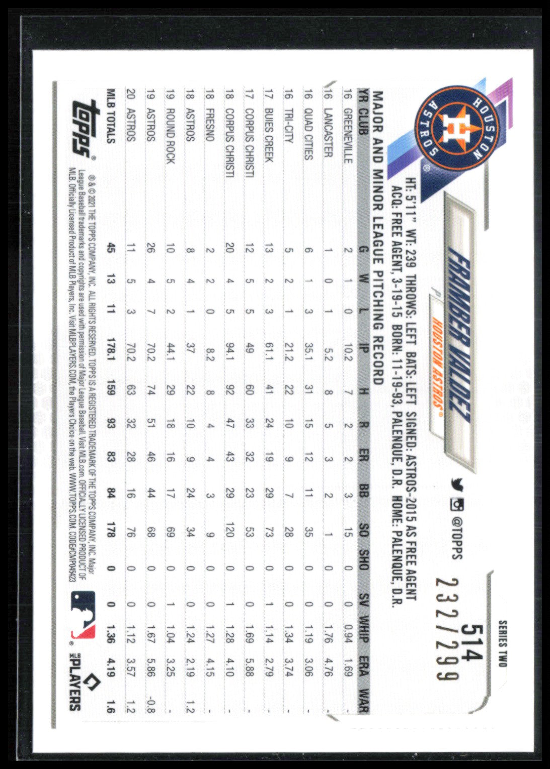 Framber Valdez Orange Crackle Foil /299
