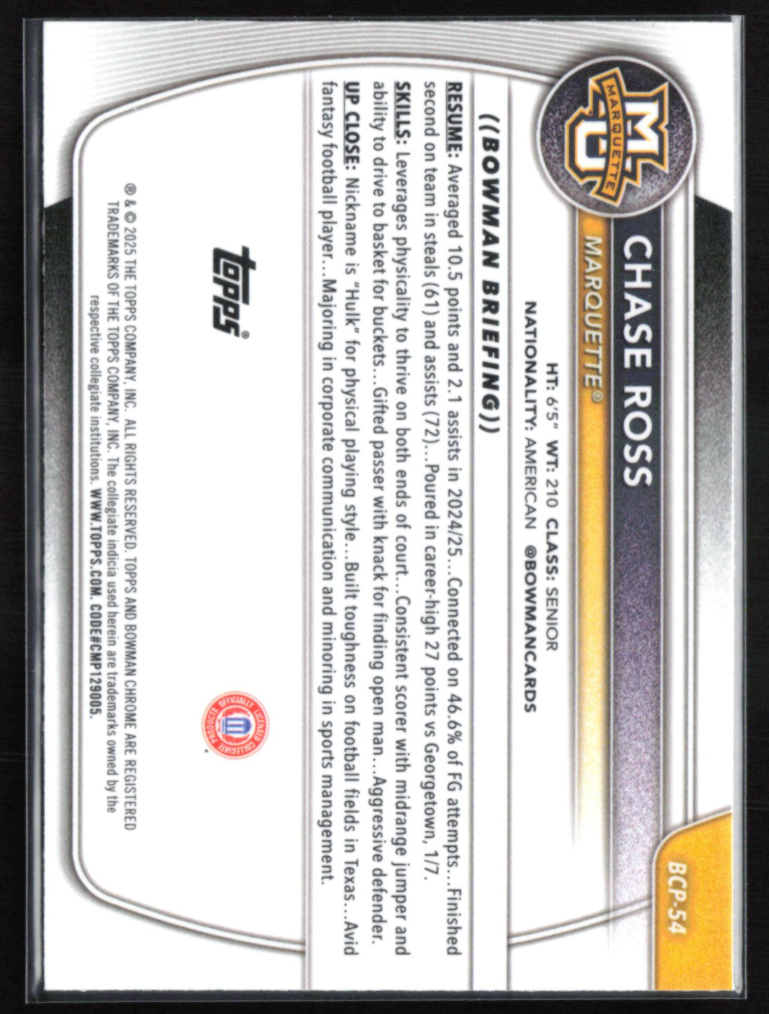 Chase Ross 1st Bowman Mojo