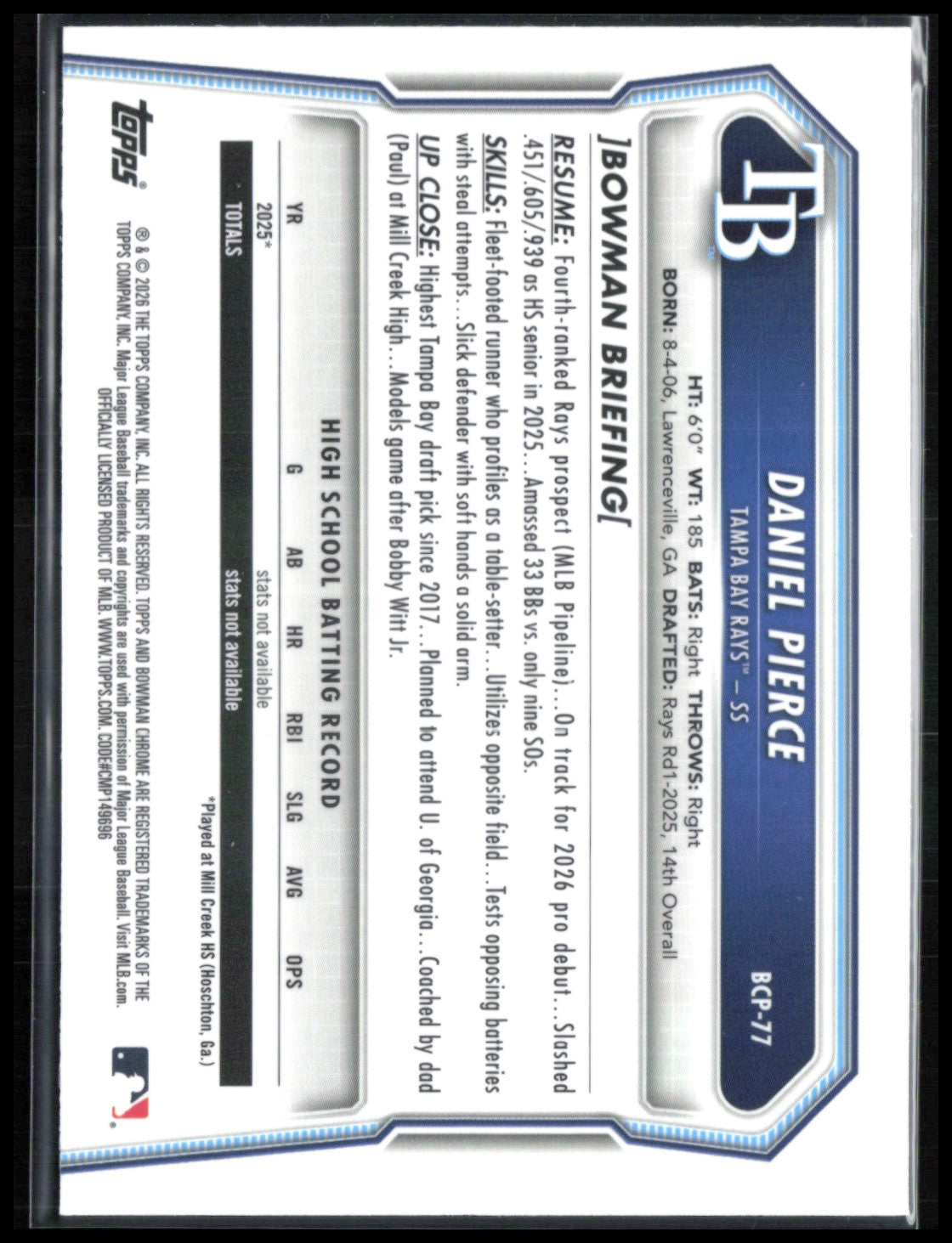Daniel Pierce 1st Bowman Mojo