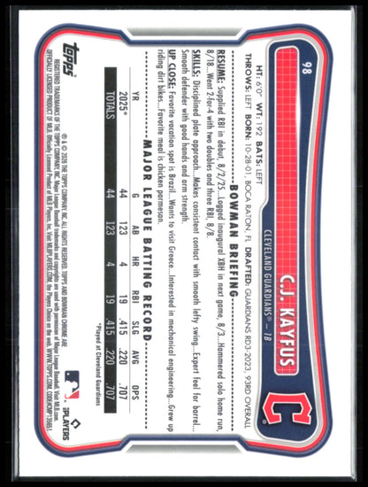 C.J. Kayfus RC Mojo 2026 Bowman Chrome