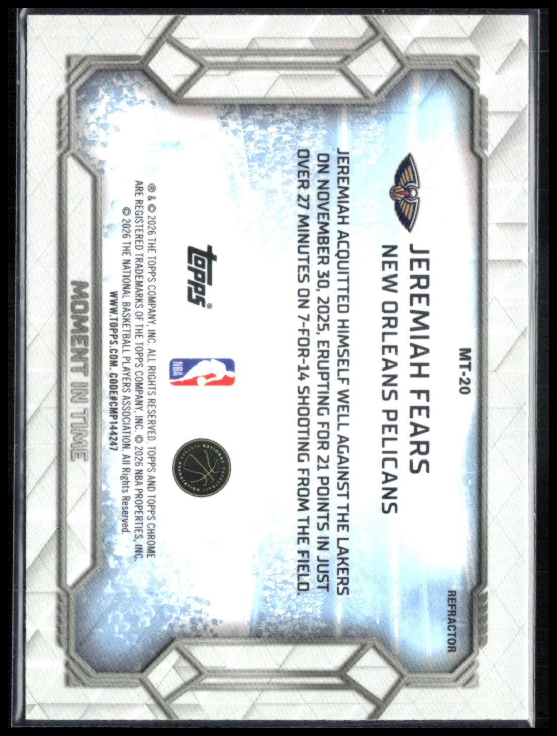 Jeremiah Fears RC Refractor Moment in Time