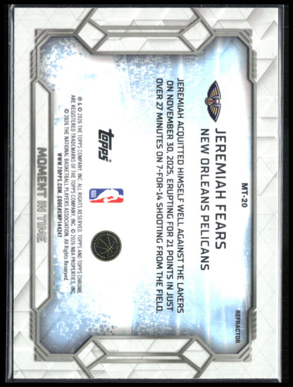 Jeremiah Fears RC Refractor Moment in Time