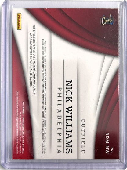 Nick Williams 1/1 Dual Player-Worn Patch Auto 2018 Panini Immaculate Collection