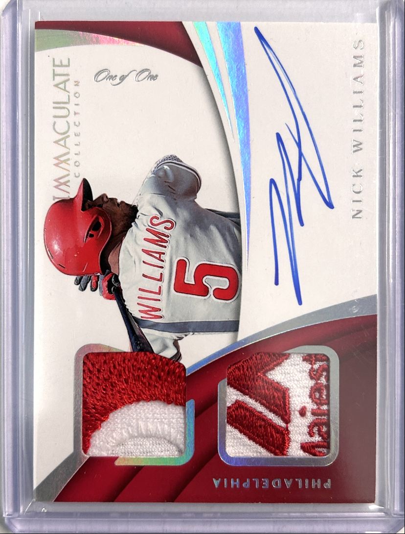 Nick Williams 1/1 Dual Player-Worn Patch Auto 2018 Panini Immaculate Collection