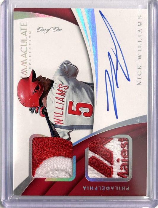 Nick Williams 1/1 Dual Player-Worn Patch Auto 2018 Panini Immaculate Collection