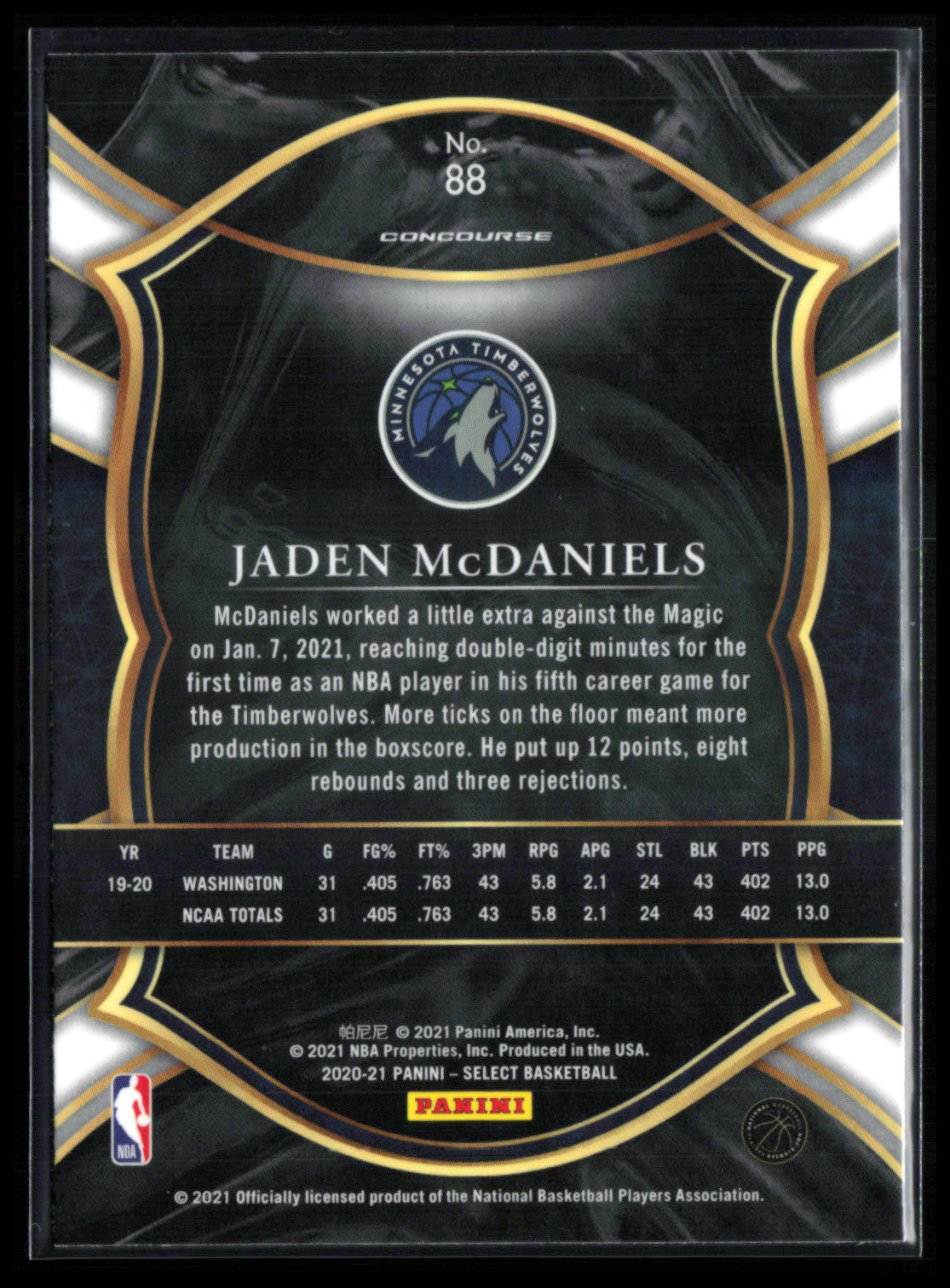 Jaden McDaniels RC