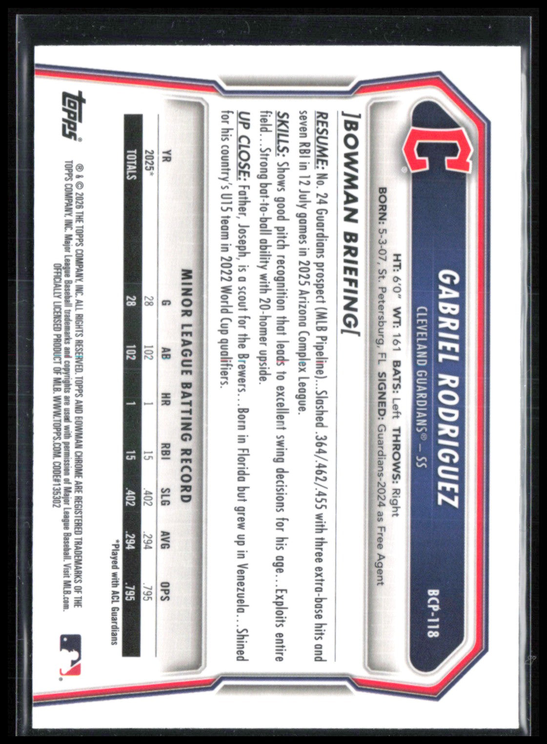 Gabriel Rodriguez 1st Bowman Lazer