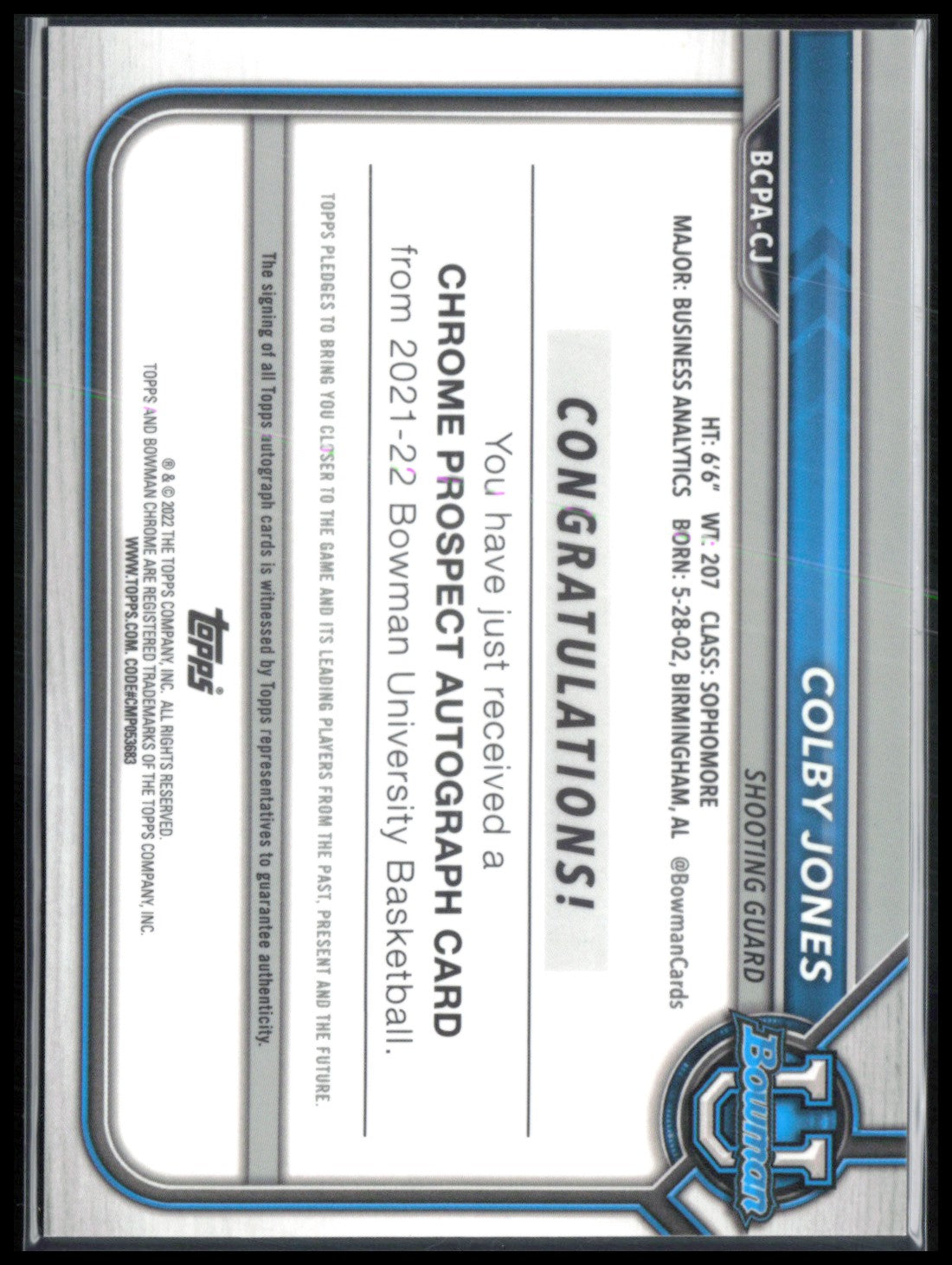 Colby Jones 1st Bowman Auto