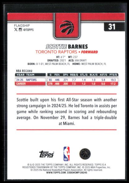 Scottie Barnes Raptors Logo Team Border SP