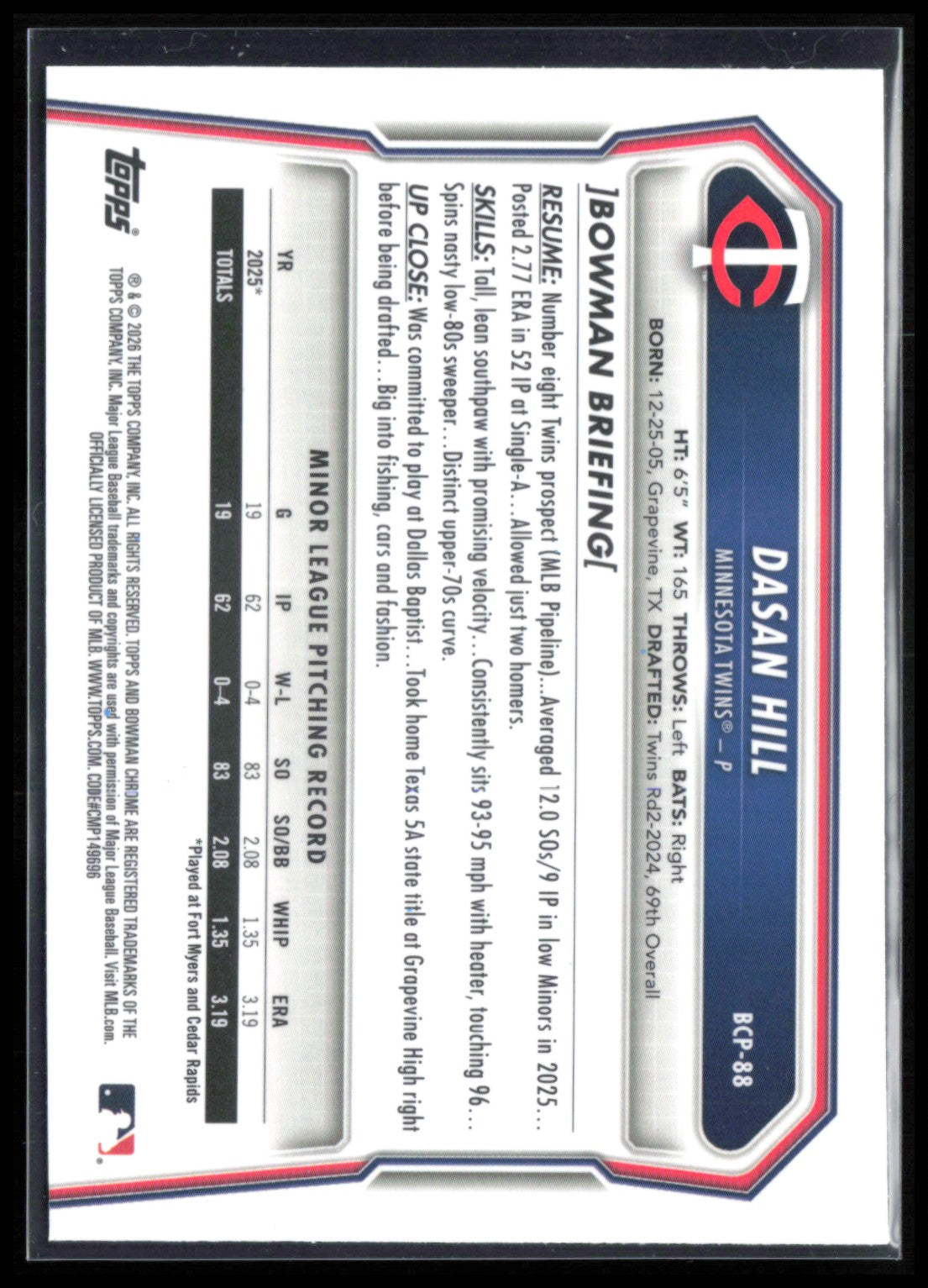 Dasan Hill 1st Bowman Mojo