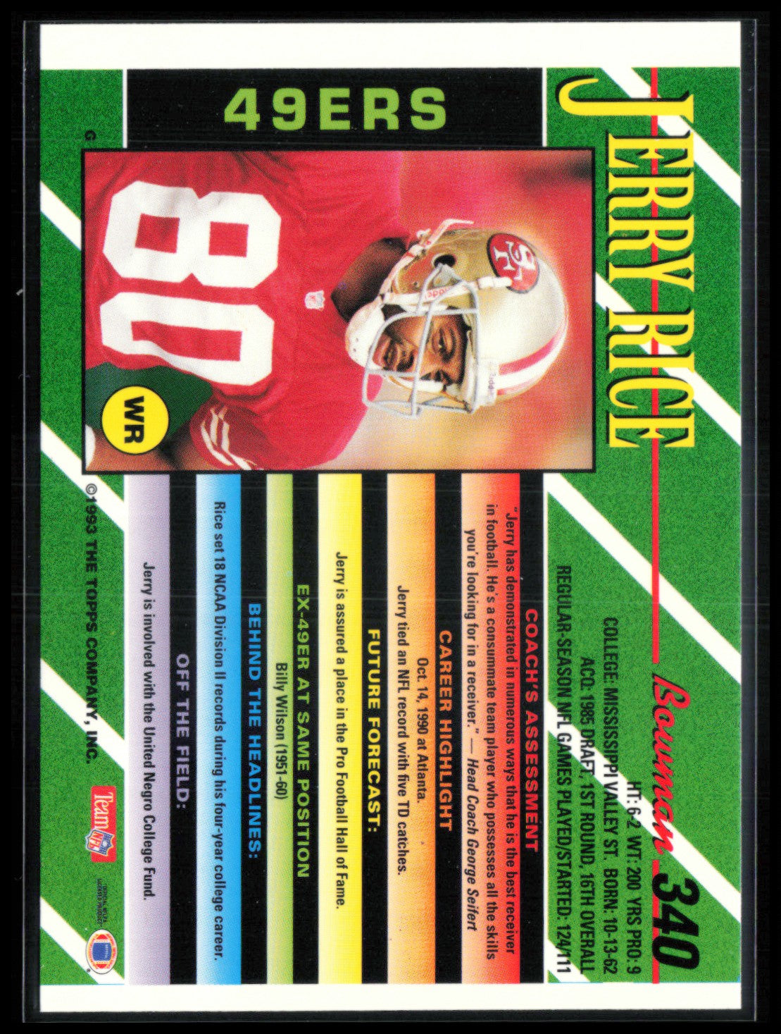 Jerry Rice 1993 Bowman