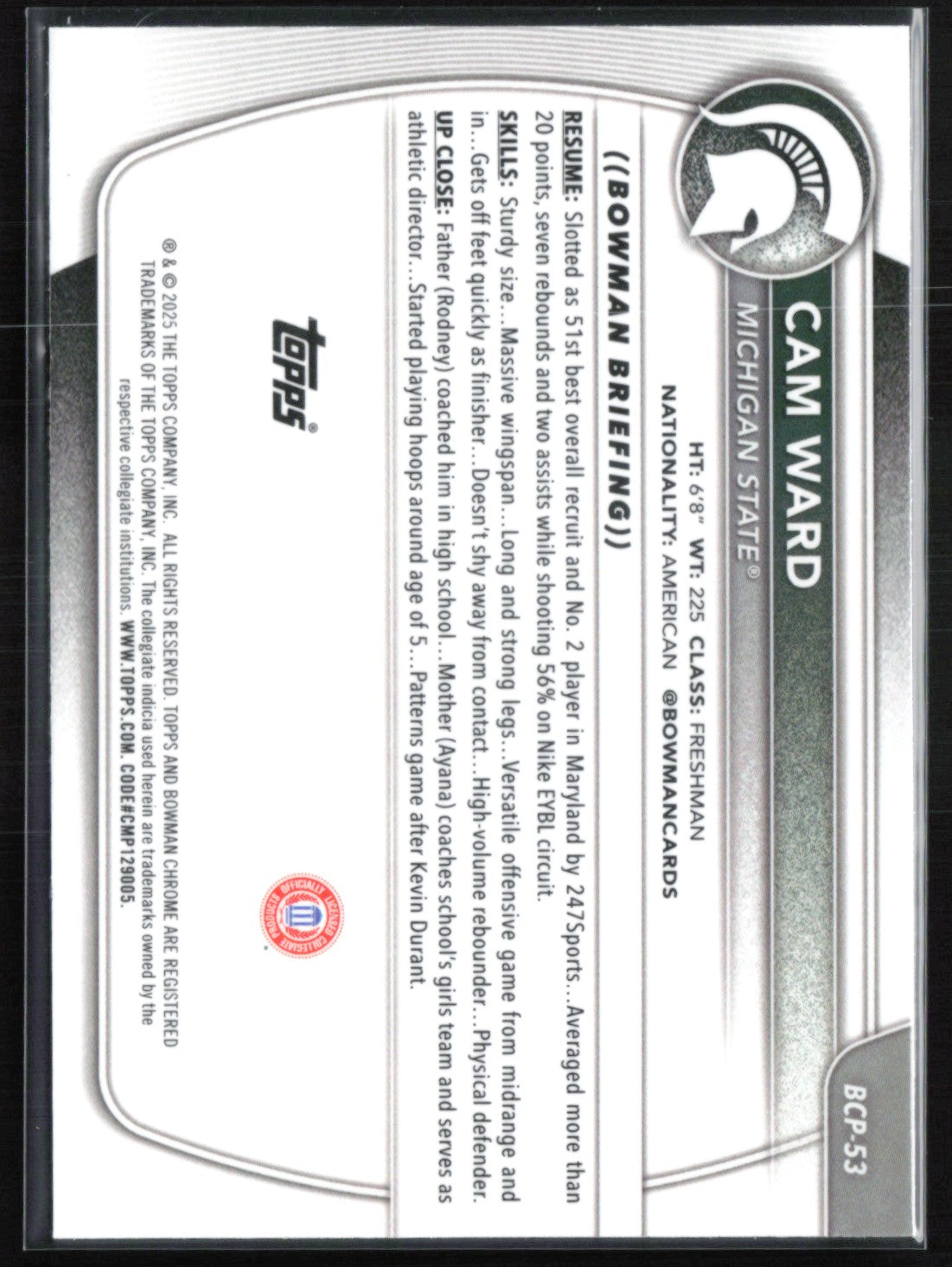 Cam Ward 1st Bowman Reptilian