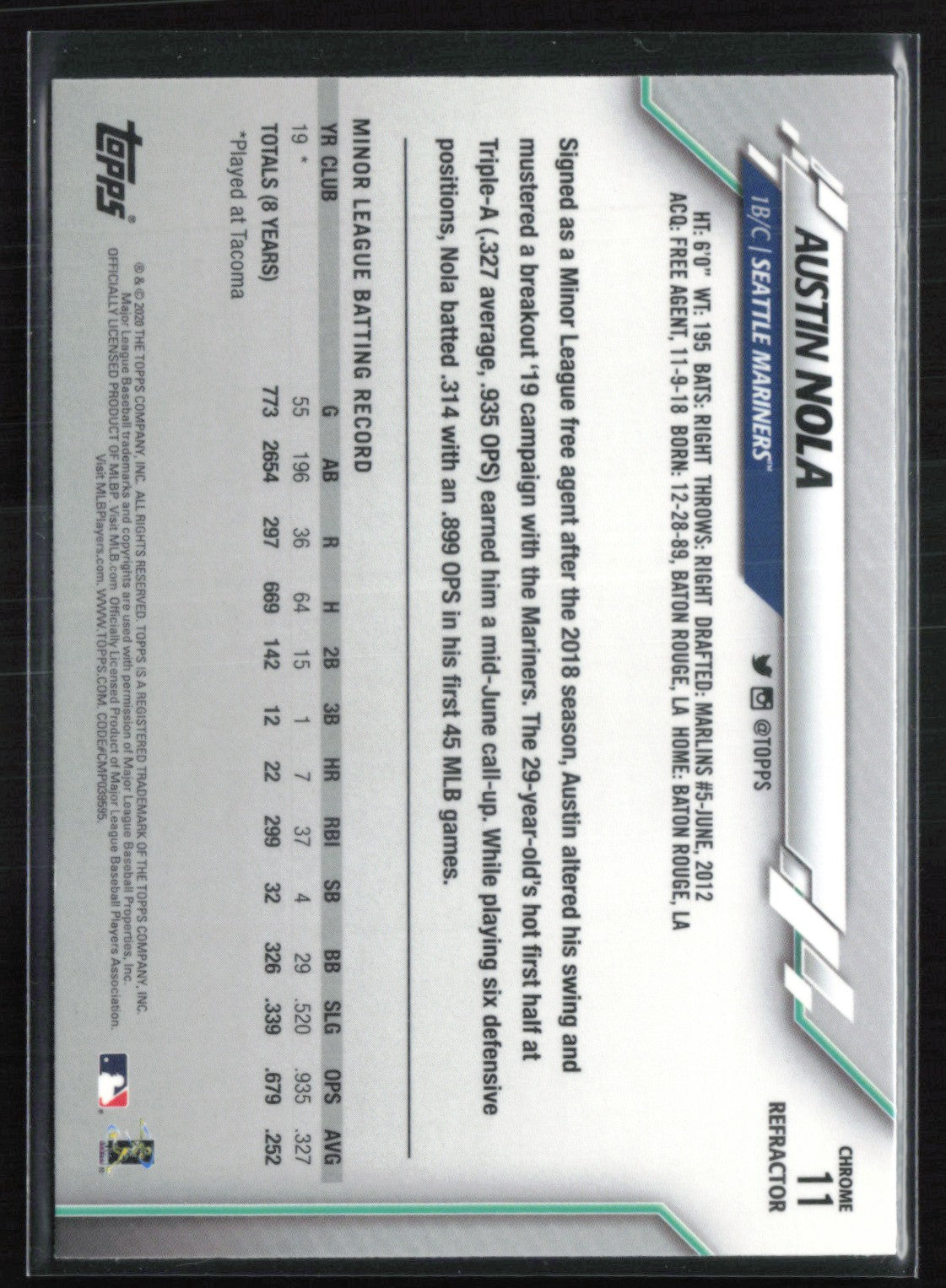 Austin Nola RC Pink Refractor