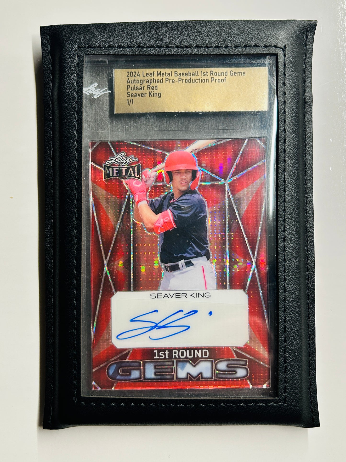 Card Case Pro Black Leather Graded Slab Sleeve Pouch (Graded Card Not Included)