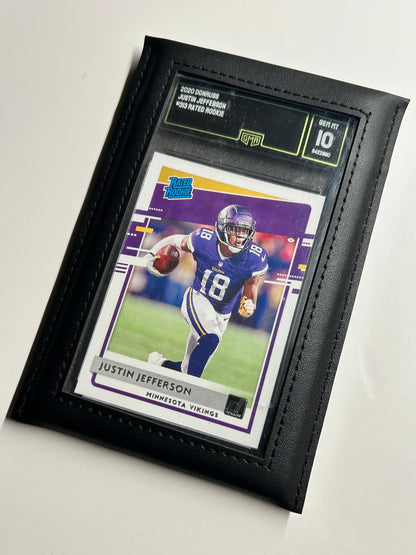 Card Case Pro Black Leather Graded Slab Sleeve Pouch (Graded Card Not Included)
