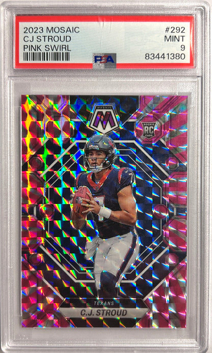 C.J. Stroud RC Pink Swirl /11 2023 Mosaic FOTL PSA 9