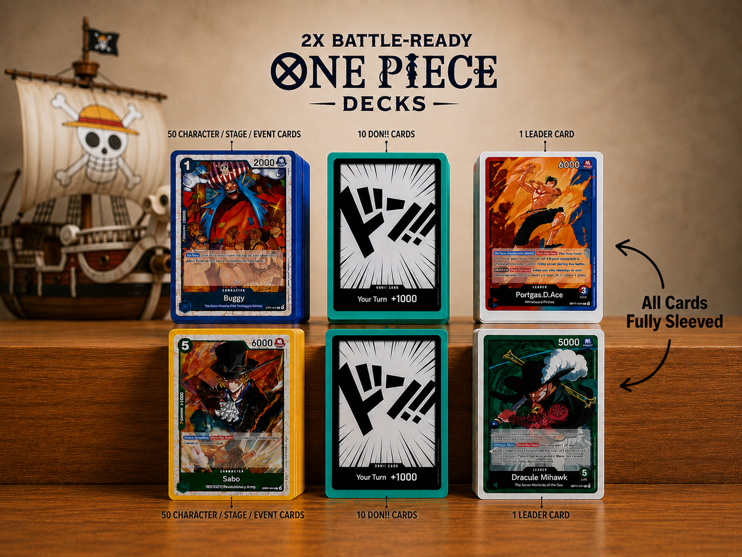 2x Full Starter Decks for One Piece Trading Card Game
