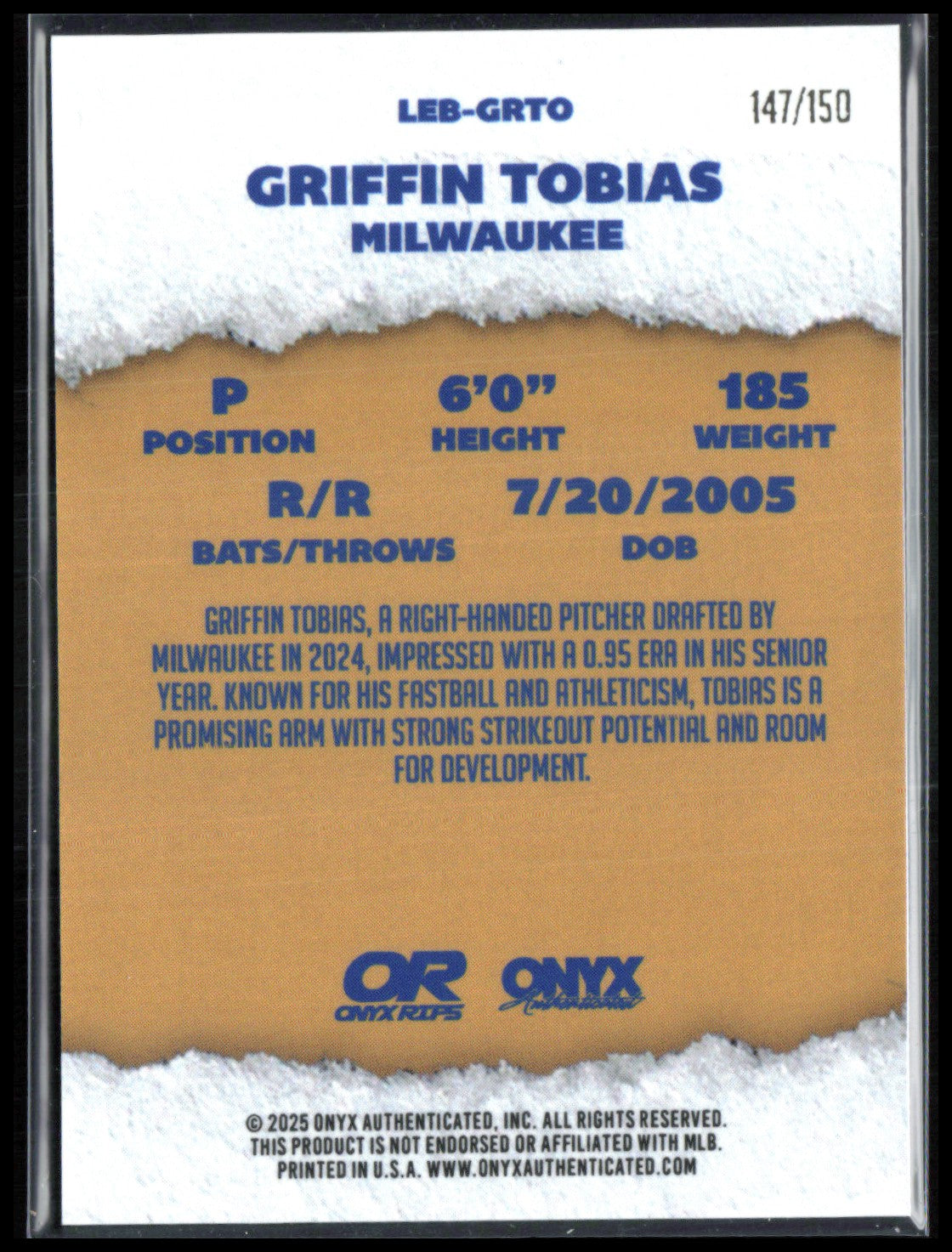 Griffin Tobias Auto /150 Blue Onyx Rips