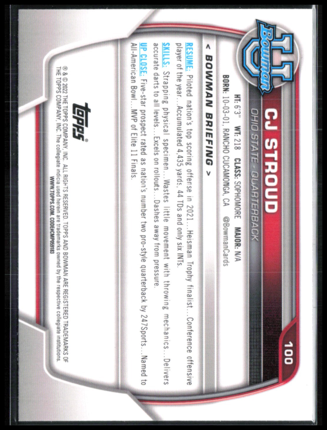 C.J. Stroud 2022 Bowman U