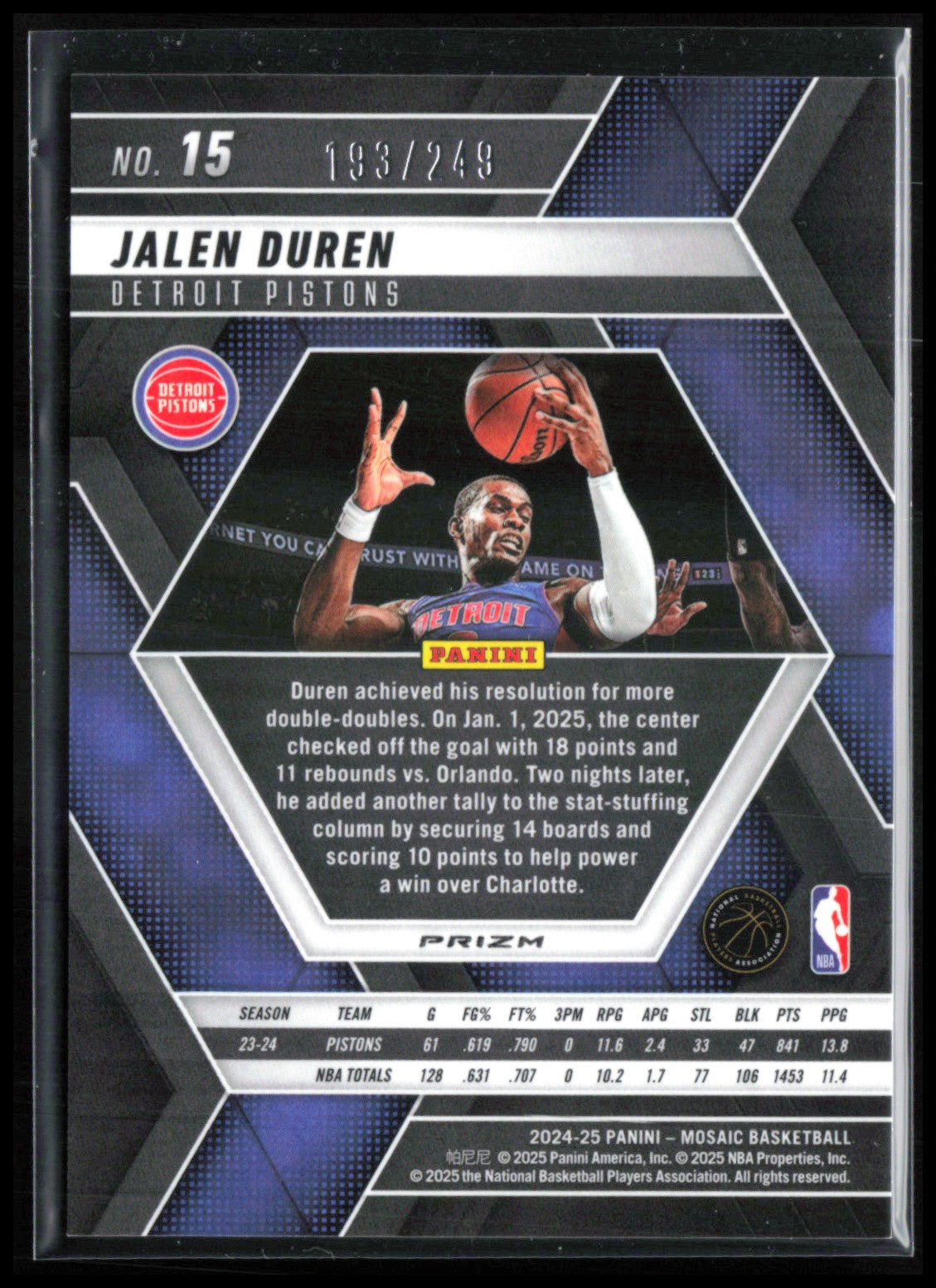Jalen Duren Purple Mosaic /249