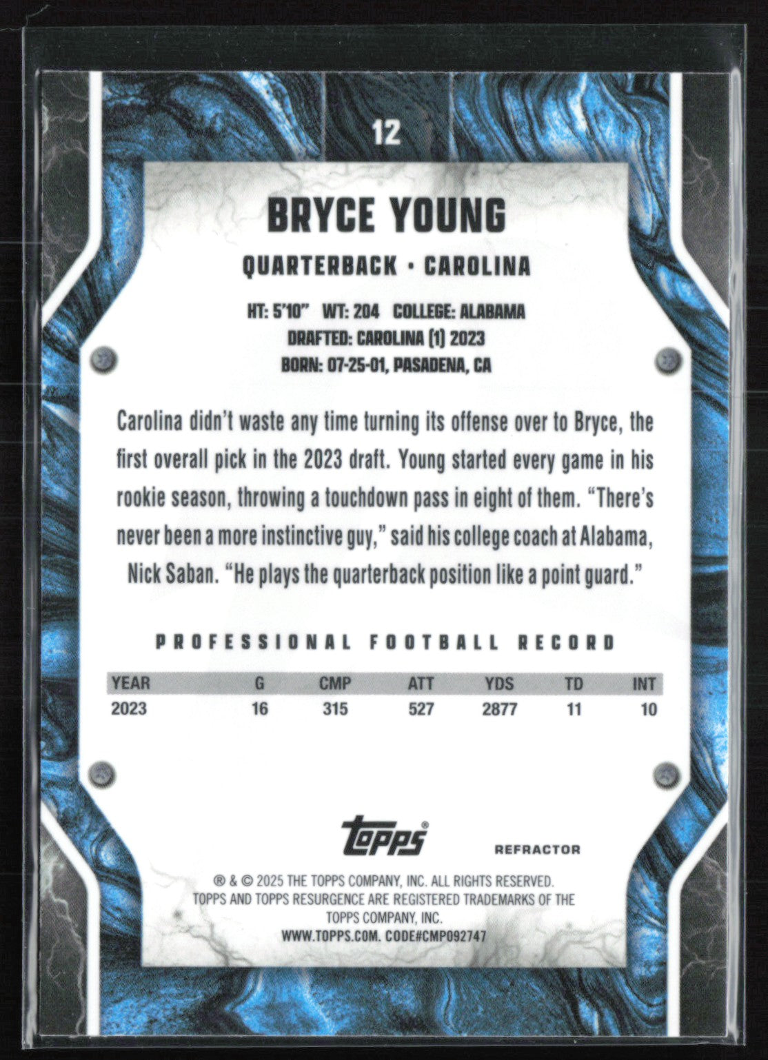 Bryce Young Refractor