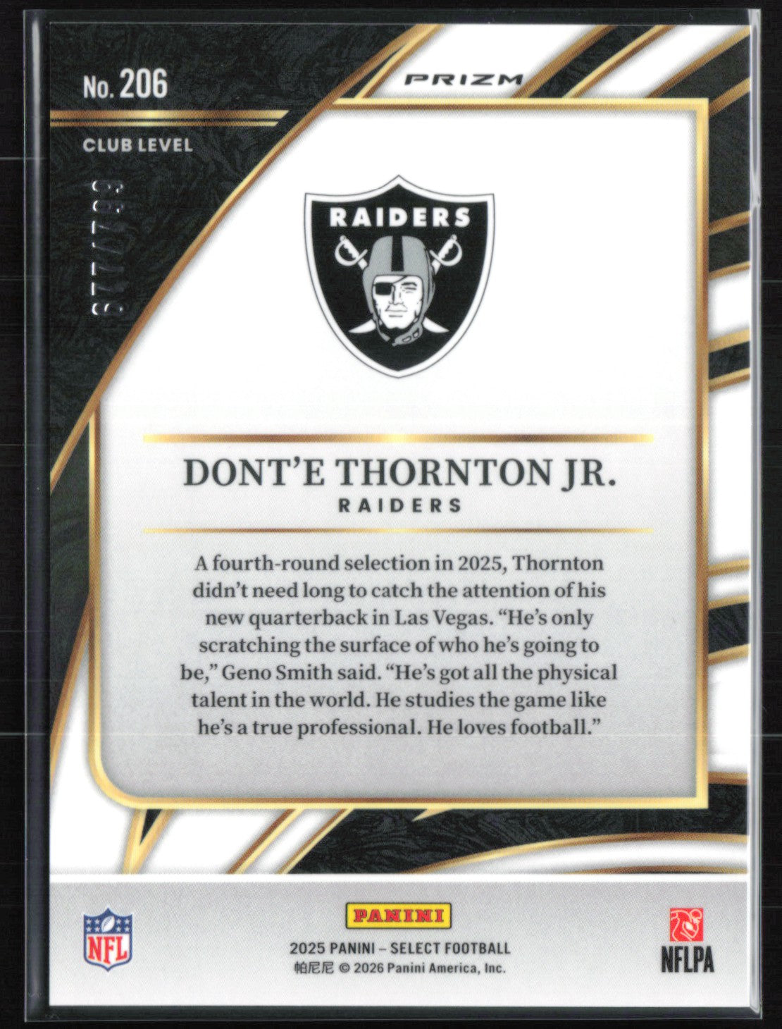 Dont'e Thornton Jr RC White Shock /799