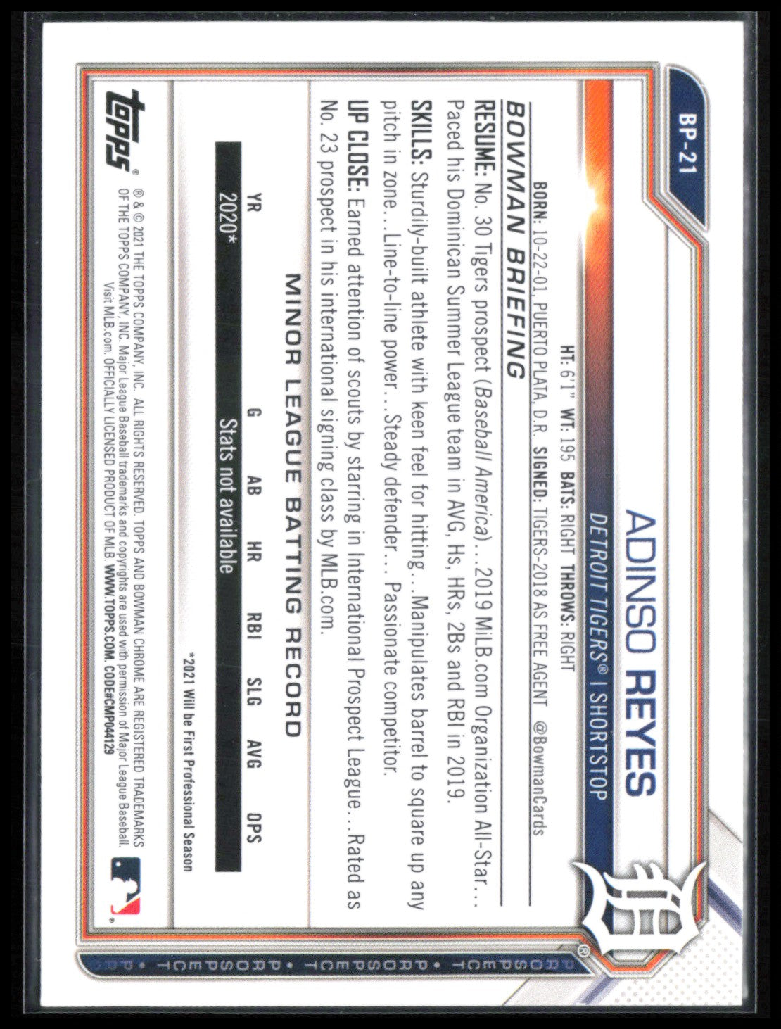 Adinso Reyes 1st Bowman Camo