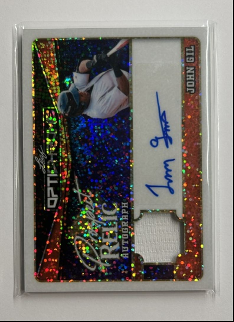 John Gil 1/1 Auto Relic Prospect Relic Autograph 2025 Leaf Optichrome