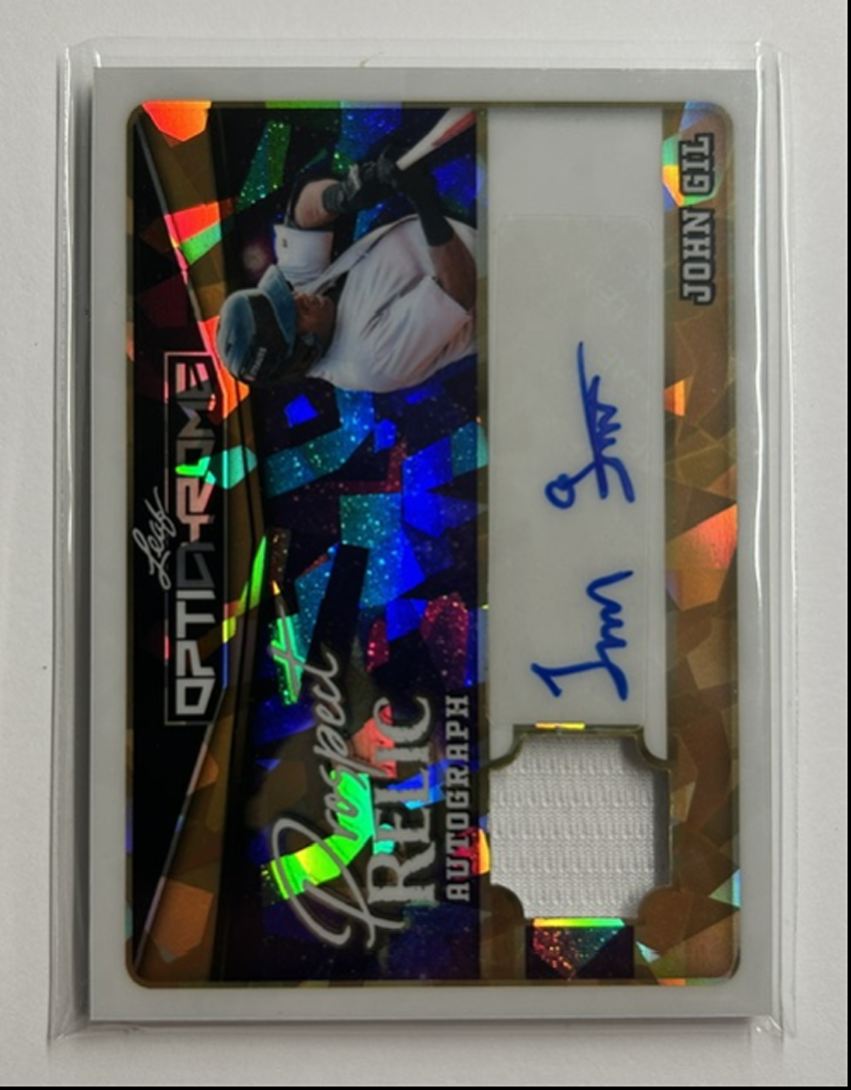 John Gil 1/1 Auto Relic Prospect Relic Autograph 2025 Leaf Optichrome