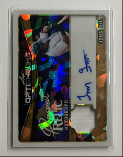 John Gil 1/1 Auto Relic Prospect Relic Autograph 2025 Leaf Optichrome
