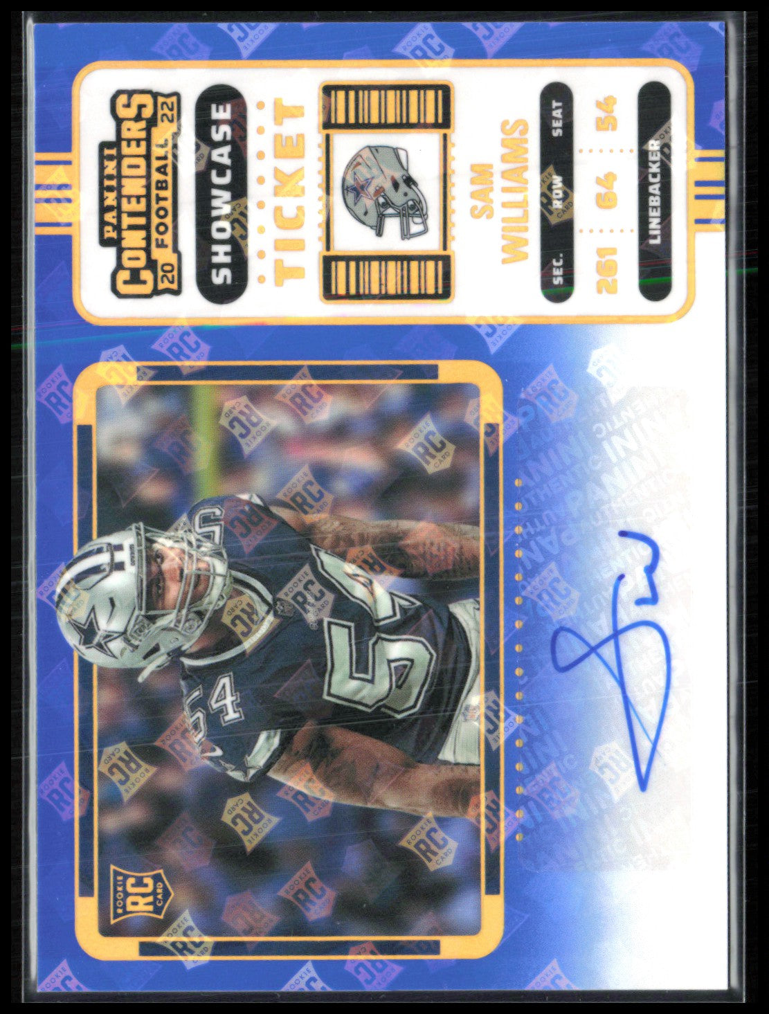 Sam Williams RC Auto Showcase Ticket RC Emblem Parallel 2022 Contenders