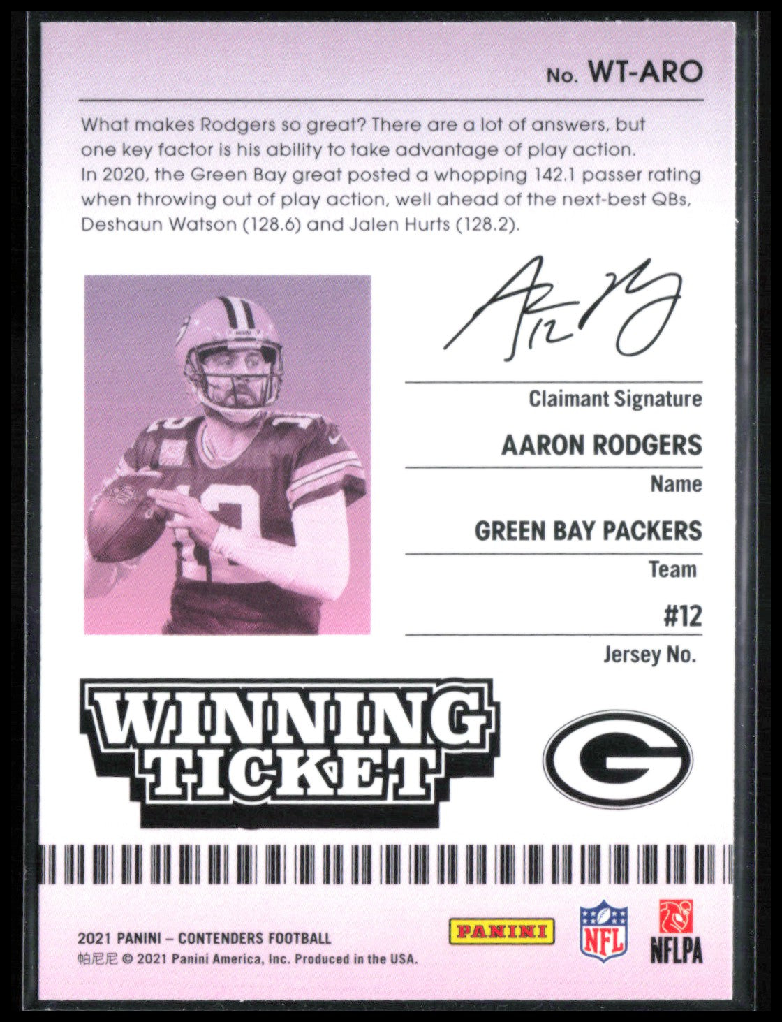 Aaron Rodgers Winning Ticket