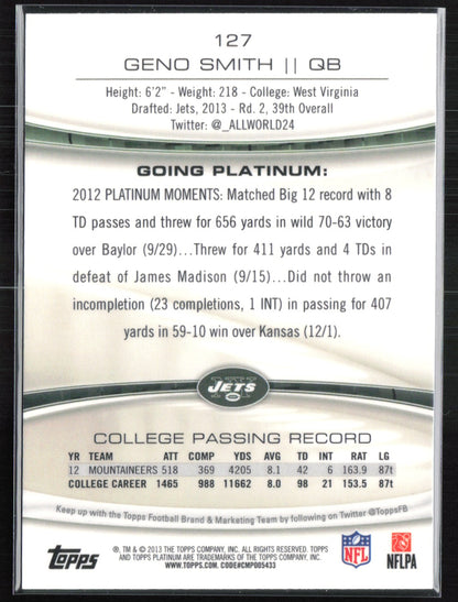 Geno Smith RC Topps Platinum