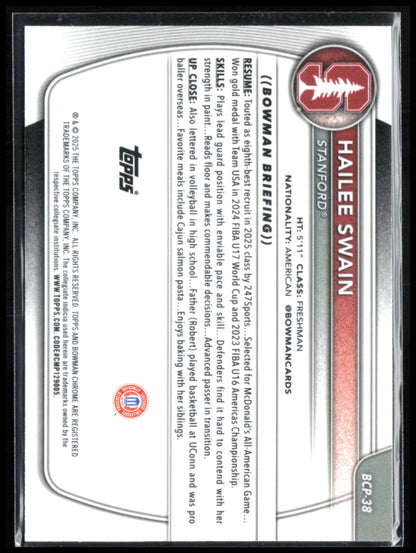 Hailee Swain 1st Bowman Mojo