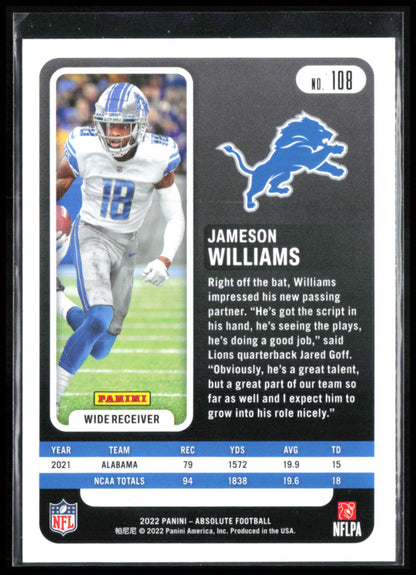 Jameson Williams RC Red Foil