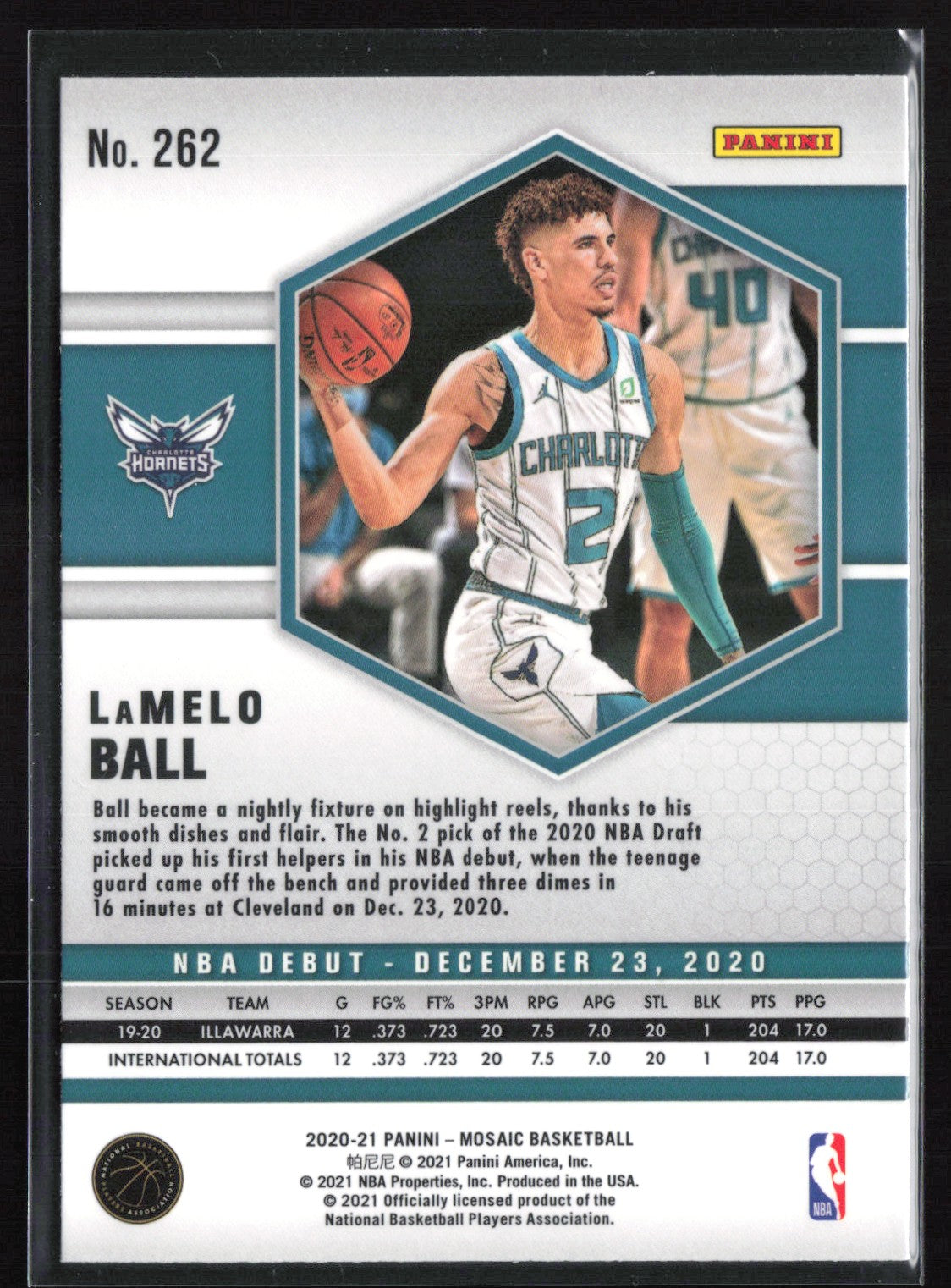 レア　NBA PANINI PRIZM　MOSAIC　ラメロ・ボール　RC 2020-21 Panini Mosaic LAMELO BALL NBA DEBUT BLUE REACTIVE