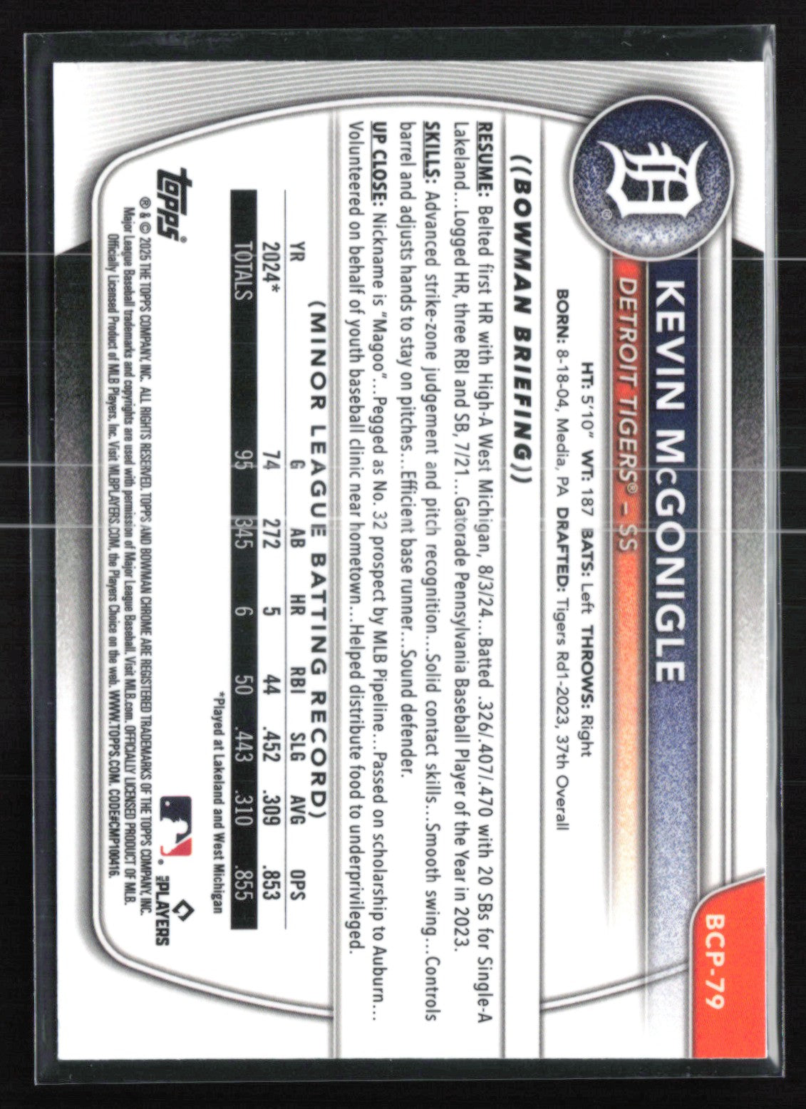 Kevin McGonigle 1st Bowman