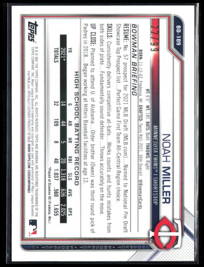 Noah Miller 1st Bowman Green /99