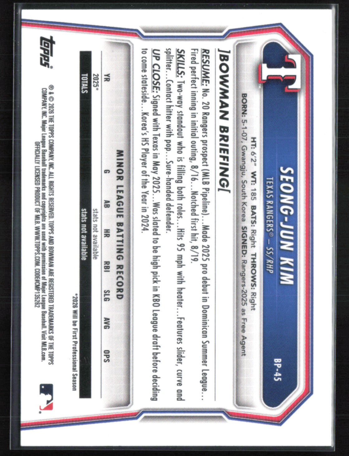 Seong-Jun Kim 1st Bowman /399