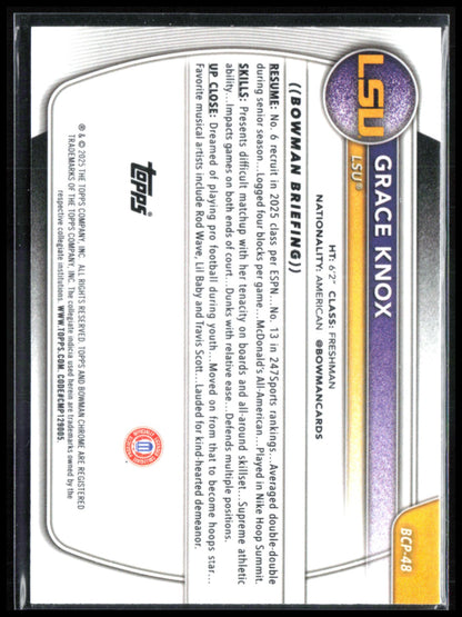 Grace Knox 1st Bowman Maroon Mojo /275