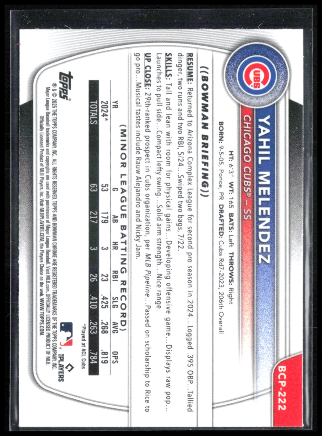 Yahil Melendez 1st Bowman Mojo