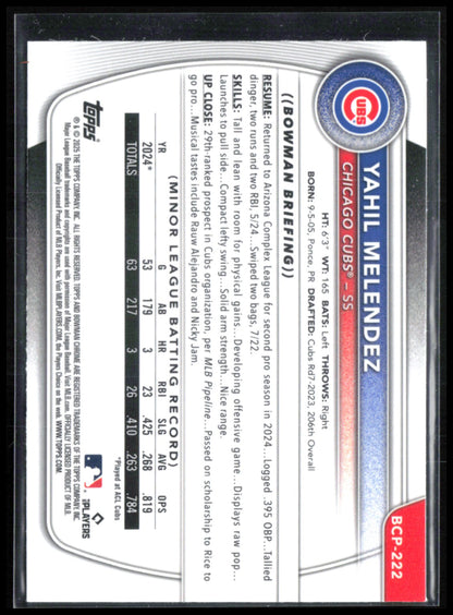 Yahil Melendez 1st Bowman Mojo