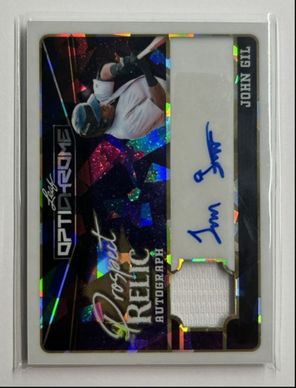 John Gil 1/1 Auto Relic Prospect Relic Autograph 2025 Leaf Optichrome