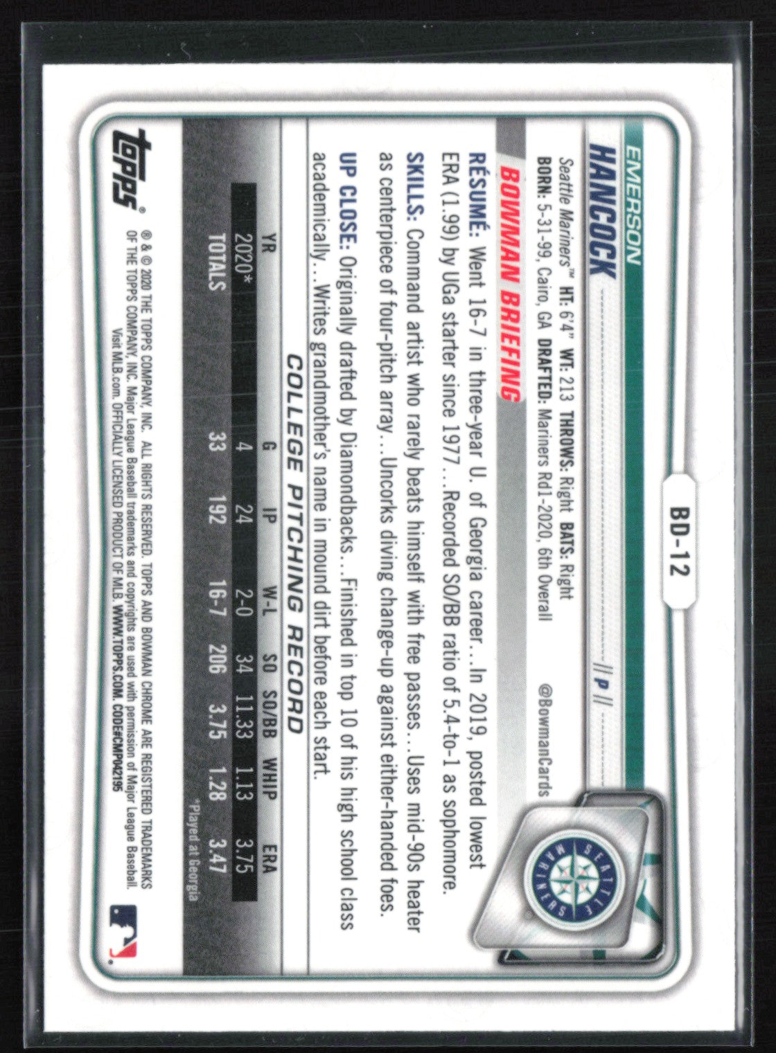 Emerson Hancock 1st Bowman